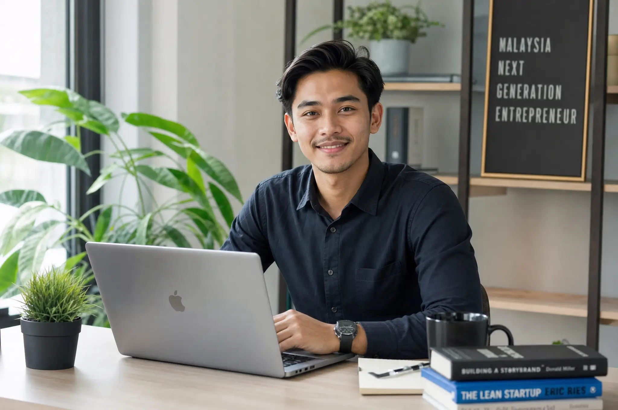 Malaysian entrepreneur at their desk